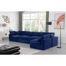 Meridian Comfy Navy Velvet Modular Sectional IMAGE 4