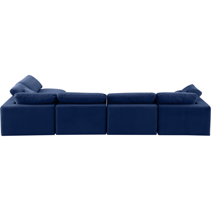 Meridian Comfy Navy Velvet Modular Sectional IMAGE 5