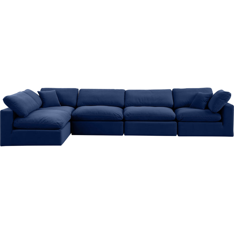Meridian Comfy Navy Velvet Modular Sectional IMAGE 7