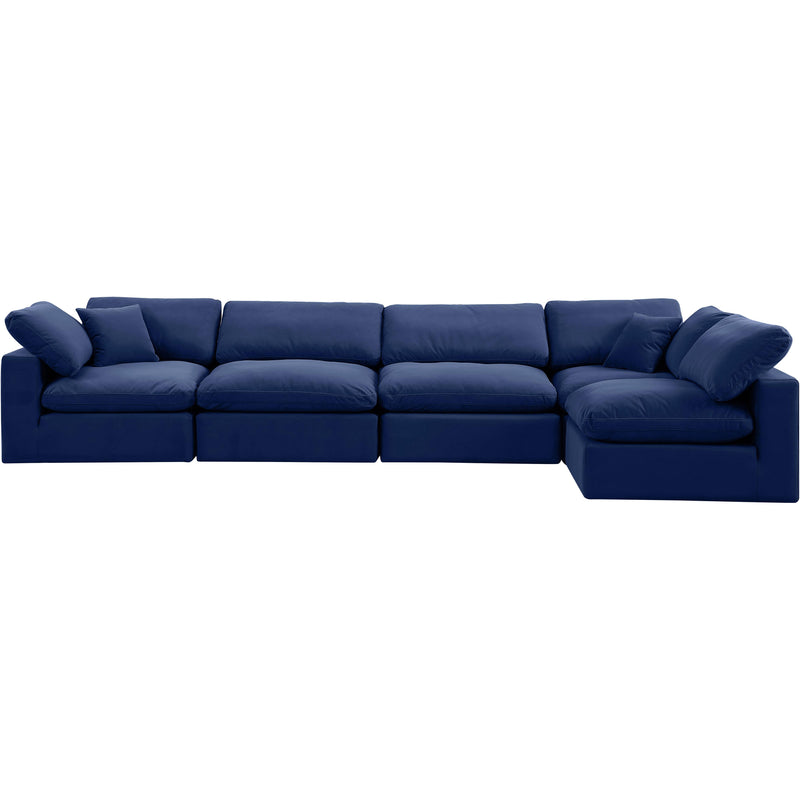 Meridian Comfy Navy Velvet Modular Sectional IMAGE 8
