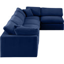 Meridian Comfy Navy Velvet Modular Sectional IMAGE 9