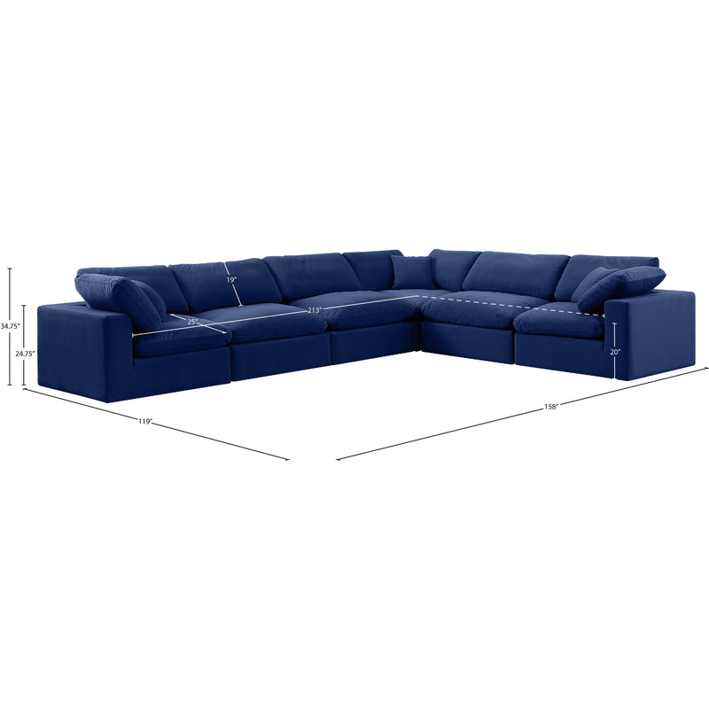 Meridian Comfy Navy Velvet Modular Sectional IMAGE 10
