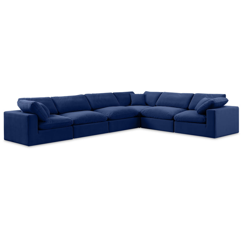 Meridian Comfy Navy Velvet Modular Sectional IMAGE 1