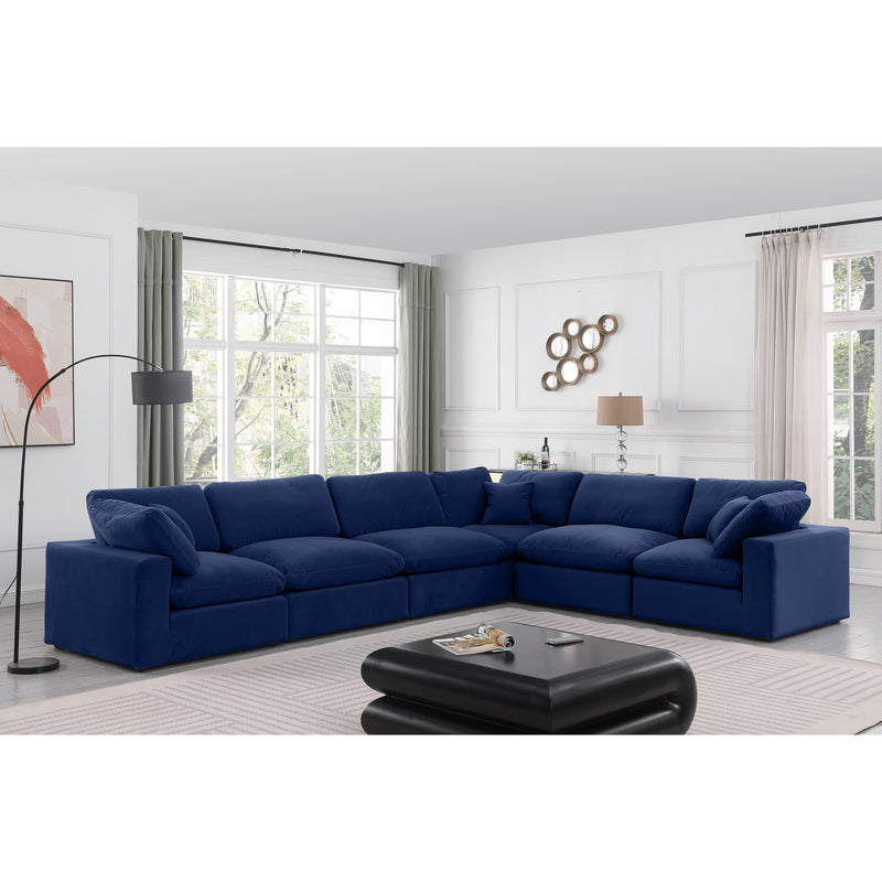 Meridian Comfy Navy Velvet Modular Sectional IMAGE 2