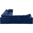 Meridian Comfy Navy Velvet Modular Sectional IMAGE 4