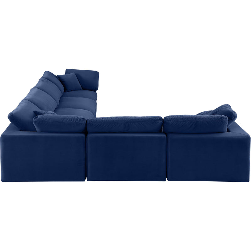 Meridian Comfy Navy Velvet Modular Sectional IMAGE 4