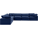 Meridian Comfy Navy Velvet Modular Sectional IMAGE 5