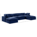 Meridian Comfy Navy Velvet Modular Sectional IMAGE 10
