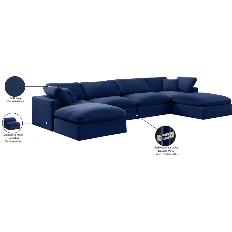 Meridian Comfy Navy Velvet Modular Sectional IMAGE 11