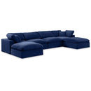 Meridian Comfy Navy Velvet Modular Sectional IMAGE 1