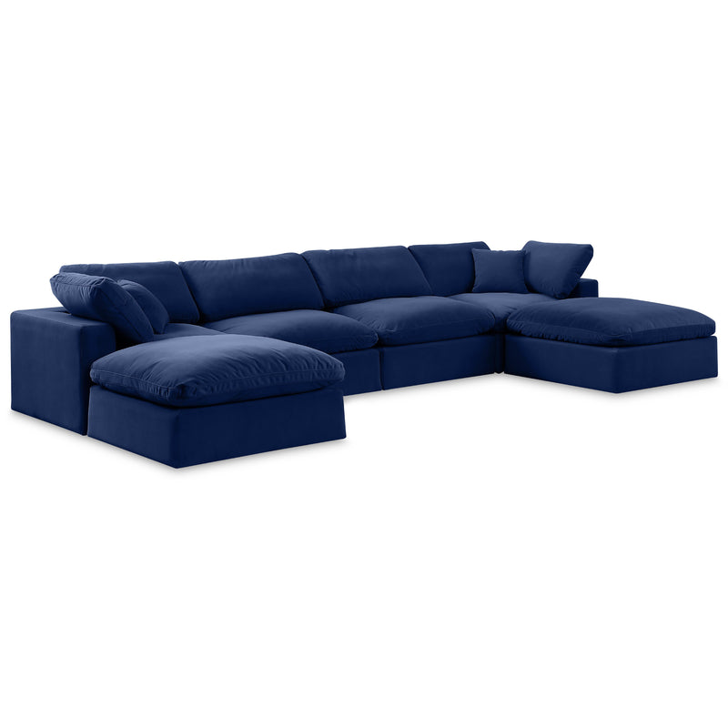 Meridian Comfy Navy Velvet Modular Sectional IMAGE 1