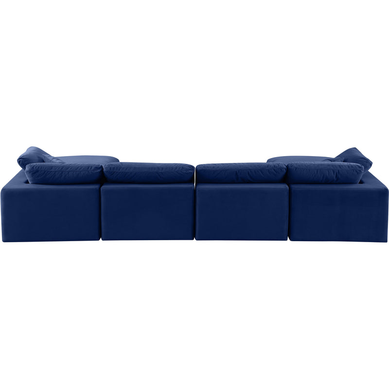 Meridian Comfy Navy Velvet Modular Sectional IMAGE 3