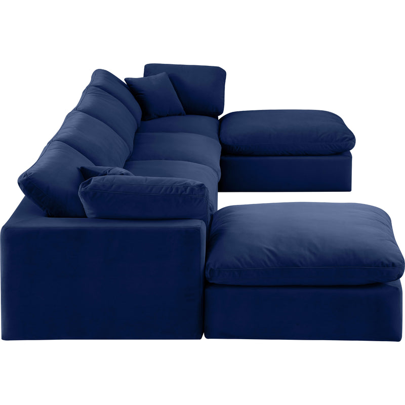 Meridian Comfy Navy Velvet Modular Sectional IMAGE 4
