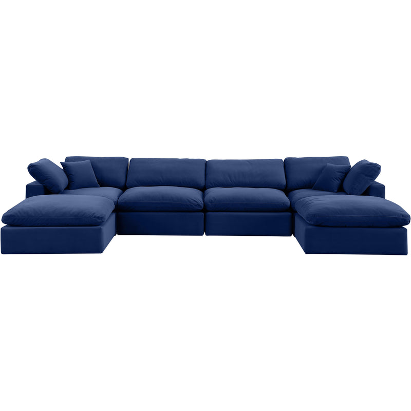 Meridian Comfy Navy Velvet Modular Sectional IMAGE 5