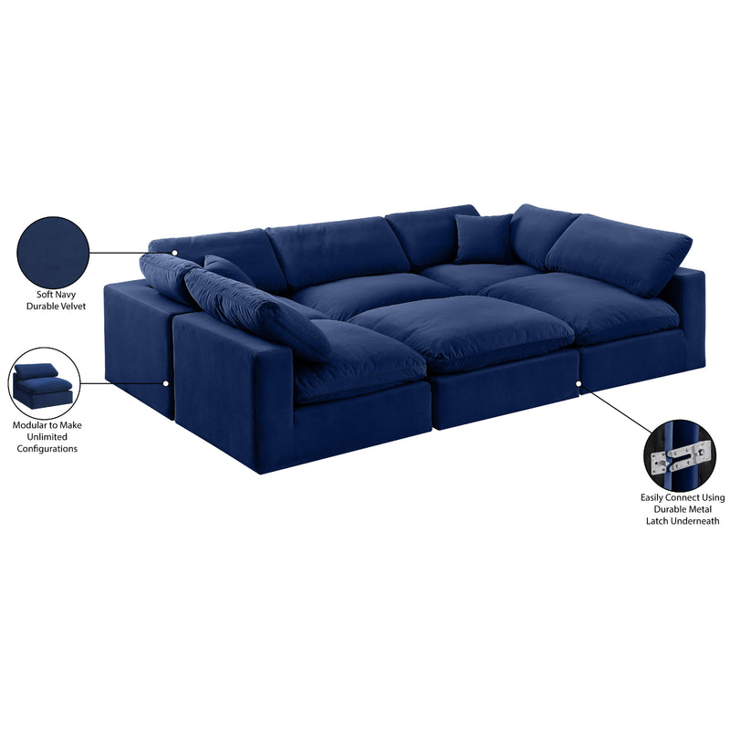 Meridian Comfy Navy Velvet Modular Sectional IMAGE 11