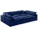 Meridian Comfy Navy Velvet Modular Sectional IMAGE 1