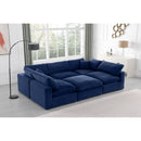 Meridian Comfy Navy Velvet Modular Sectional IMAGE 2