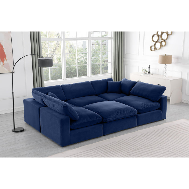 Meridian Comfy Navy Velvet Modular Sectional IMAGE 2