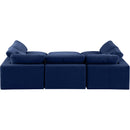 Meridian Comfy Navy Velvet Modular Sectional IMAGE 3