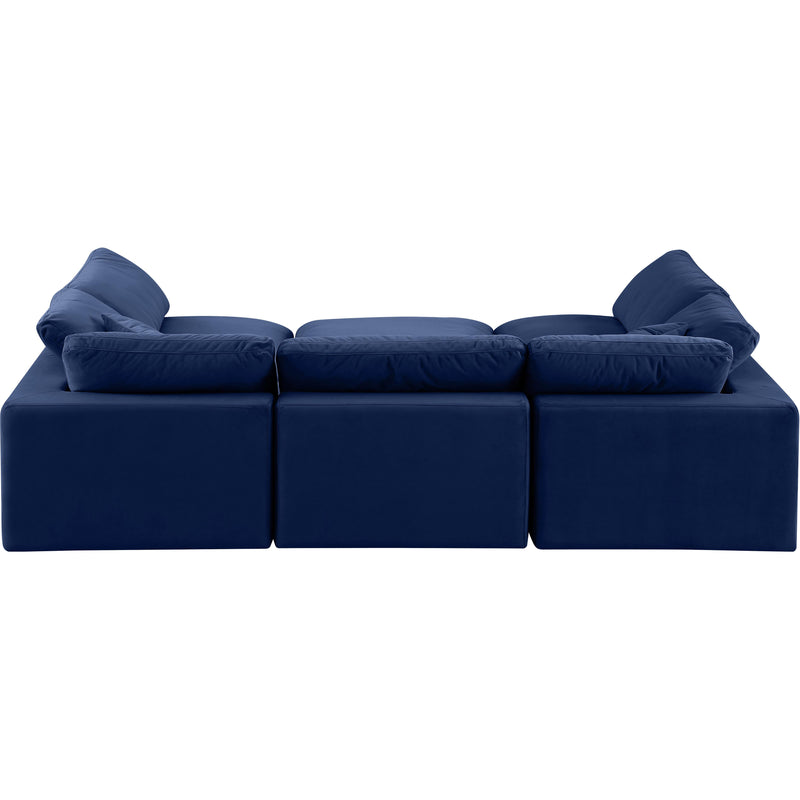 Meridian Comfy Navy Velvet Modular Sectional IMAGE 3