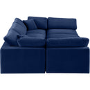 Meridian Comfy Navy Velvet Modular Sectional IMAGE 4