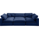 Meridian Comfy Navy Velvet Modular Sectional IMAGE 5
