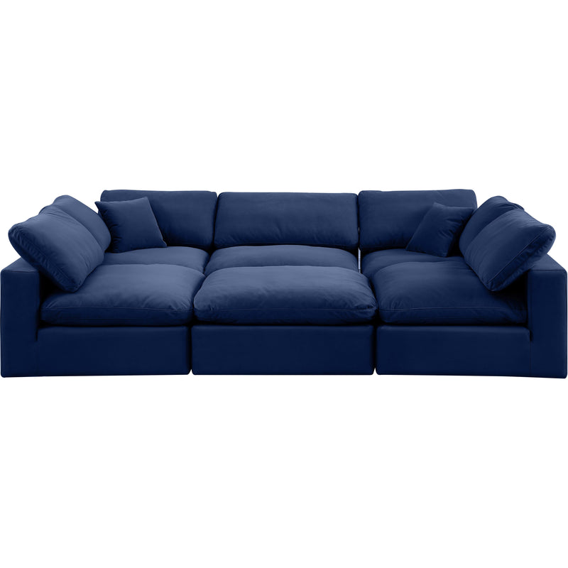 Meridian Comfy Navy Velvet Modular Sectional IMAGE 5