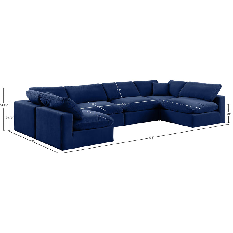 Meridian Comfy Navy Velvet Modular Sectional IMAGE 10