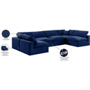Meridian Comfy Navy Velvet Modular Sectional IMAGE 11
