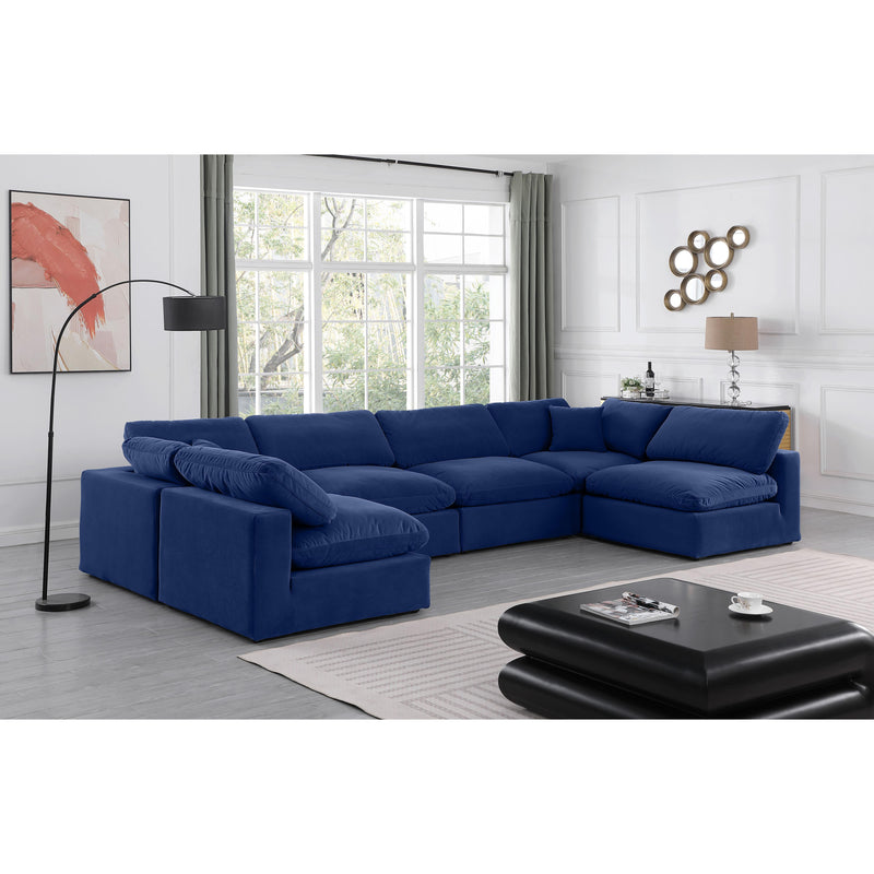 Meridian Comfy Navy Velvet Modular Sectional IMAGE 2