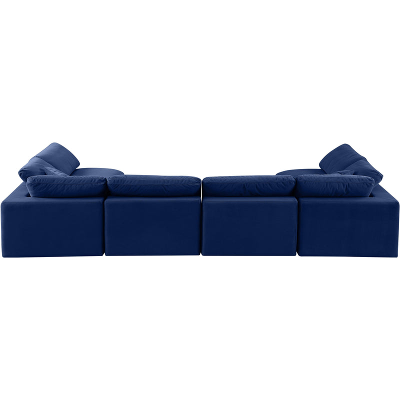Meridian Comfy Navy Velvet Modular Sectional IMAGE 3