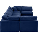 Meridian Comfy Navy Velvet Modular Sectional IMAGE 4