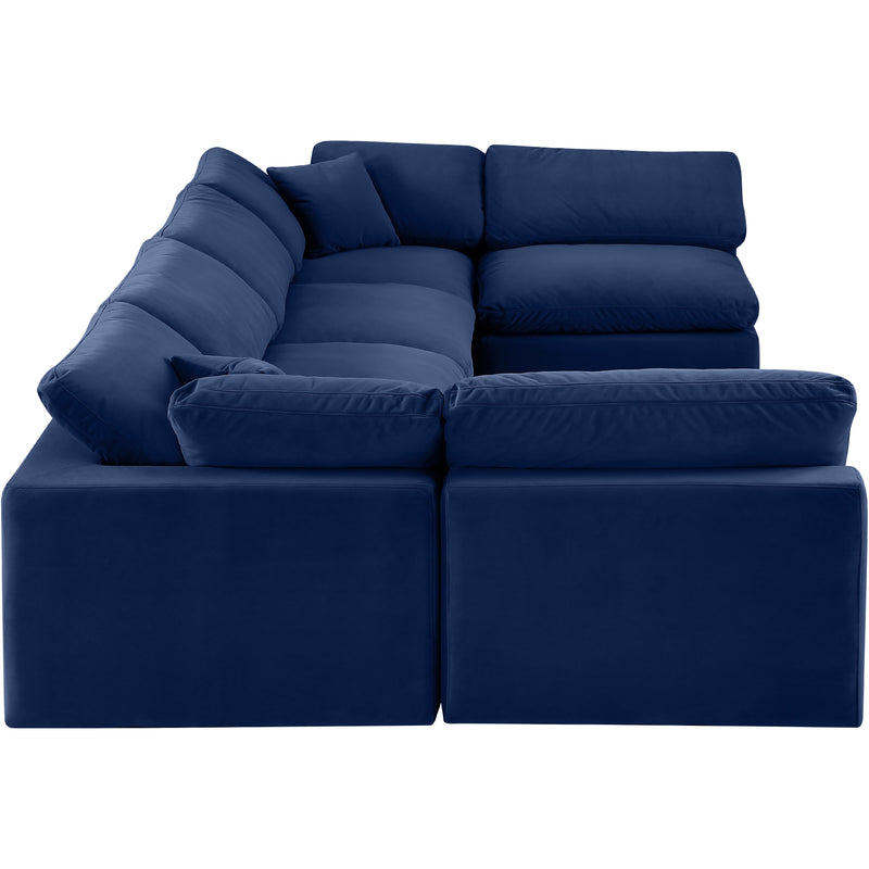 Meridian Comfy Navy Velvet Modular Sectional IMAGE 4