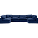 Meridian Comfy Navy Velvet Modular Sectional IMAGE 5