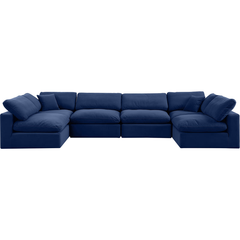 Meridian Comfy Navy Velvet Modular Sectional IMAGE 5