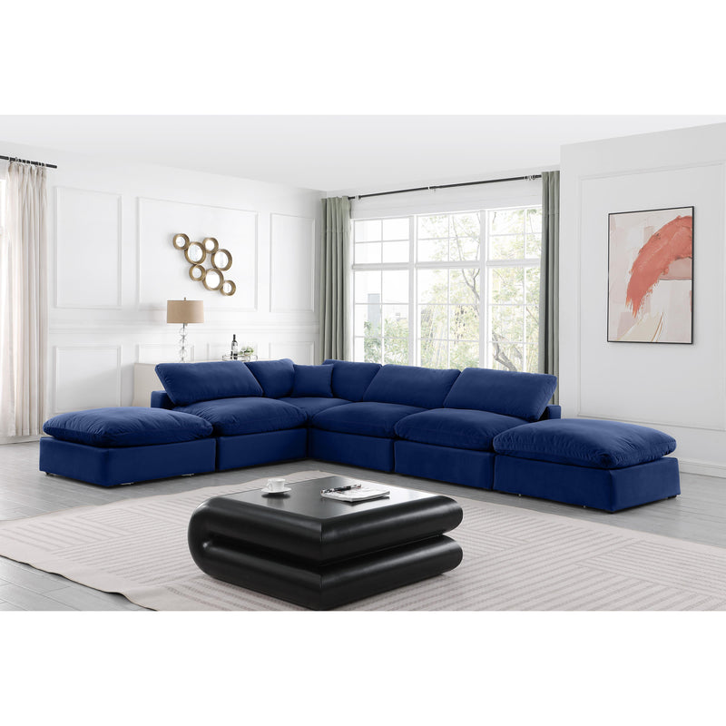 Meridian Comfy Navy Velvet Modular Sectional IMAGE 2