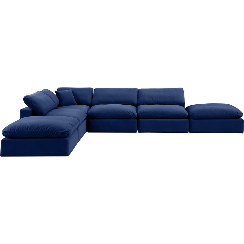 Meridian Comfy Navy Velvet Modular Sectional IMAGE 5