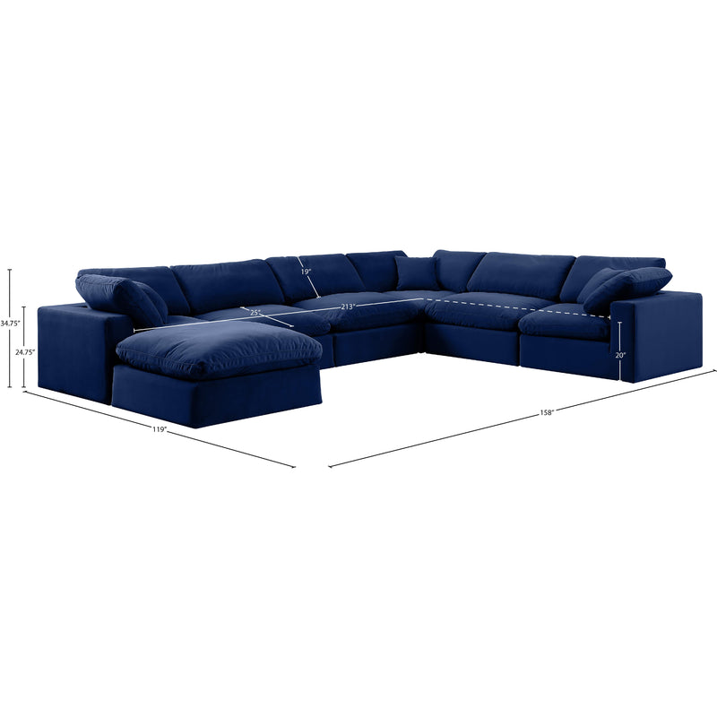 Meridian Comfy Navy Velvet Modular Sectional IMAGE 10