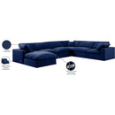 Meridian Comfy Navy Velvet Modular Sectional IMAGE 11