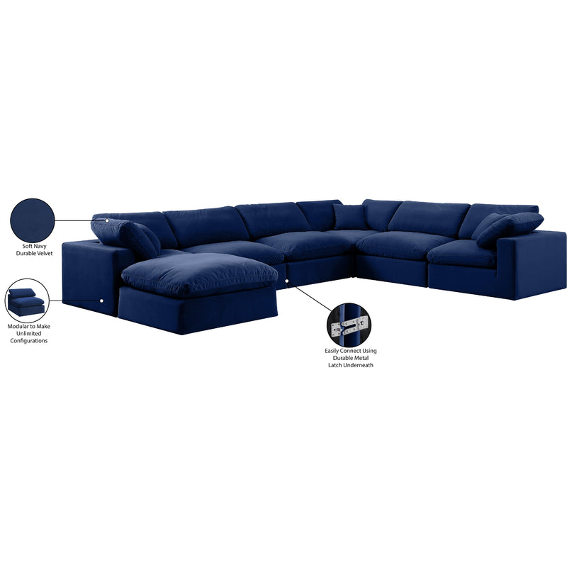 Meridian Comfy Navy Velvet Modular Sectional IMAGE 11