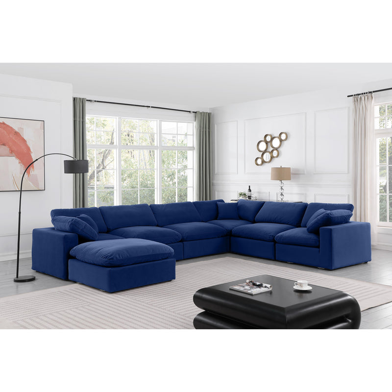 Meridian Comfy Navy Velvet Modular Sectional IMAGE 2