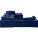 Meridian Comfy Navy Velvet Modular Sectional IMAGE 4