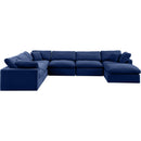 Meridian Comfy Navy Velvet Modular Sectional IMAGE 5