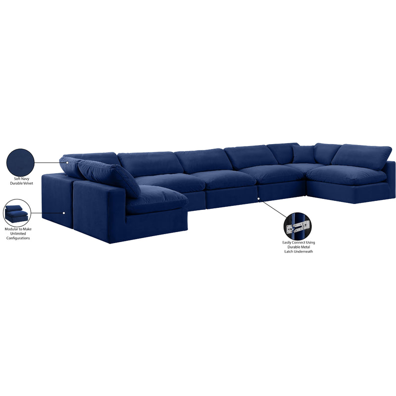 Meridian Comfy Navy Velvet Modular Sectional IMAGE 11