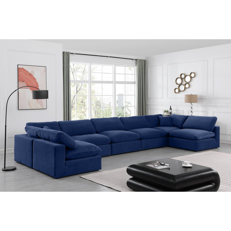 Meridian Comfy Navy Velvet Modular Sectional IMAGE 2