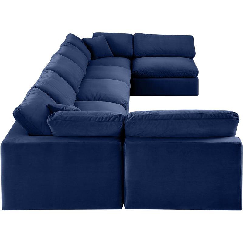 Meridian Comfy Navy Velvet Modular Sectional IMAGE 4