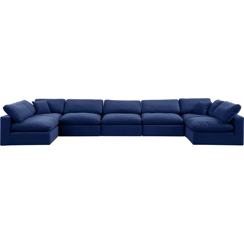 Meridian Comfy Navy Velvet Modular Sectional IMAGE 5