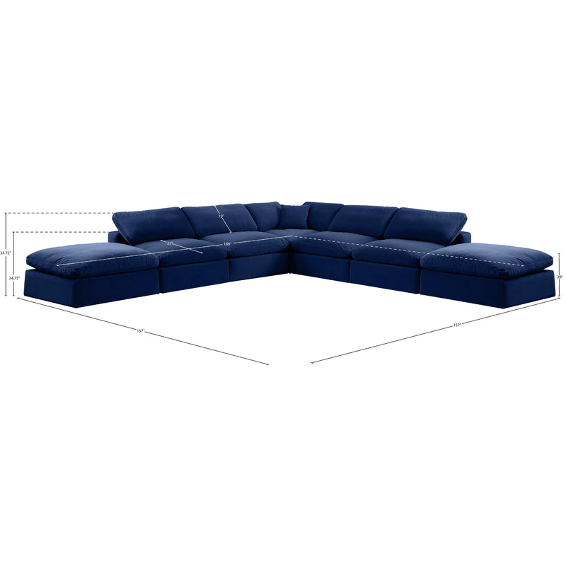 Meridian Comfy Navy Velvet Modular Sectional IMAGE 10