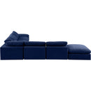 Meridian Comfy Navy Velvet Modular Sectional IMAGE 4