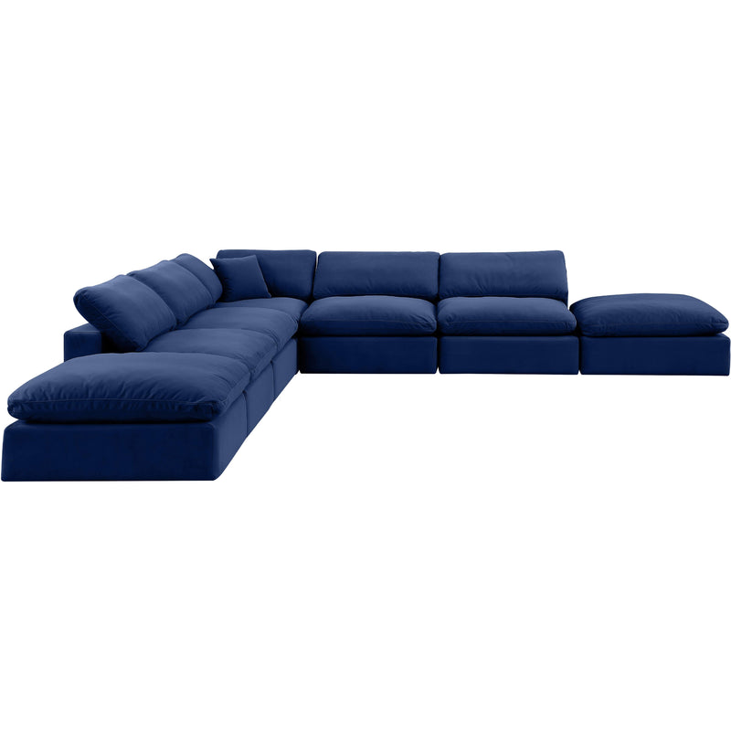 Meridian Comfy Navy Velvet Modular Sectional IMAGE 5
